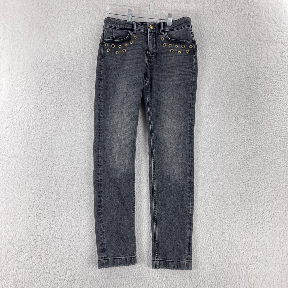 Escada Sport Jeans Womens Size 32 Black Denim Skinny Grommet Mid-Rise Casual